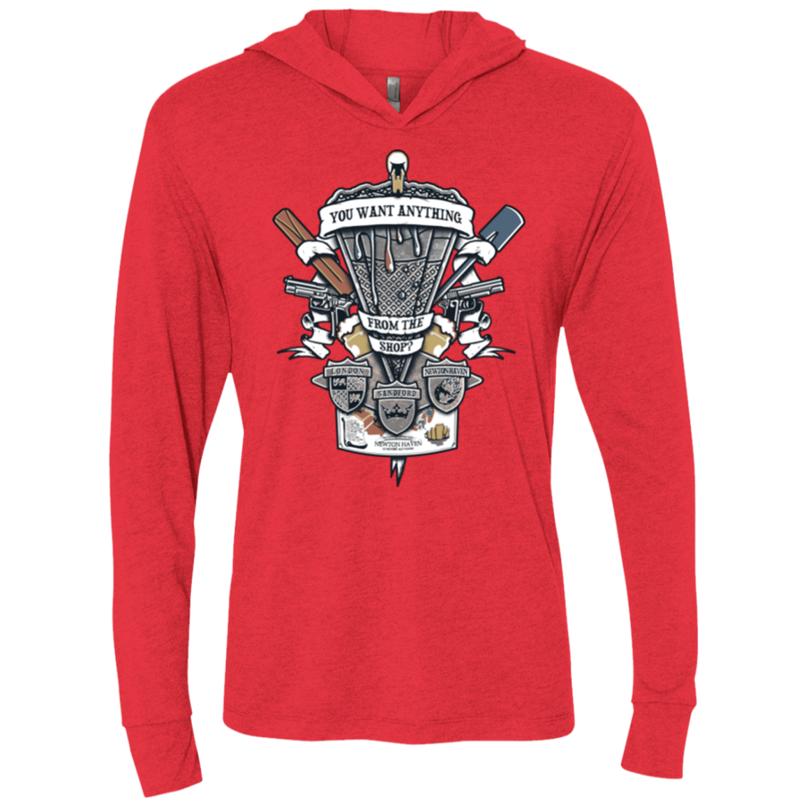 T-Shirts Vintage Red / X-Small Three Cornetto's Crest Triblend Long Sleeve Hoodie Tee