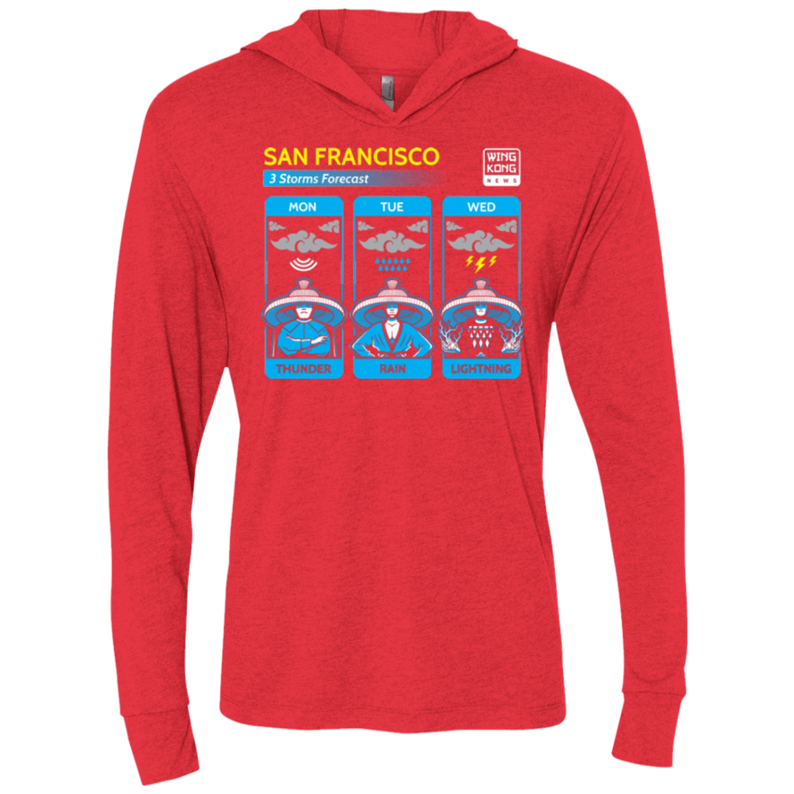 T-Shirts Vintage Red / X-Small Three Storms Triblend Long Sleeve Hoodie Tee