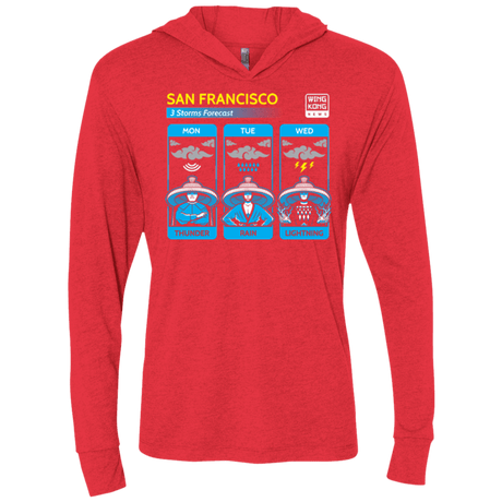 T-Shirts Vintage Red / X-Small Three Storms Triblend Long Sleeve Hoodie Tee