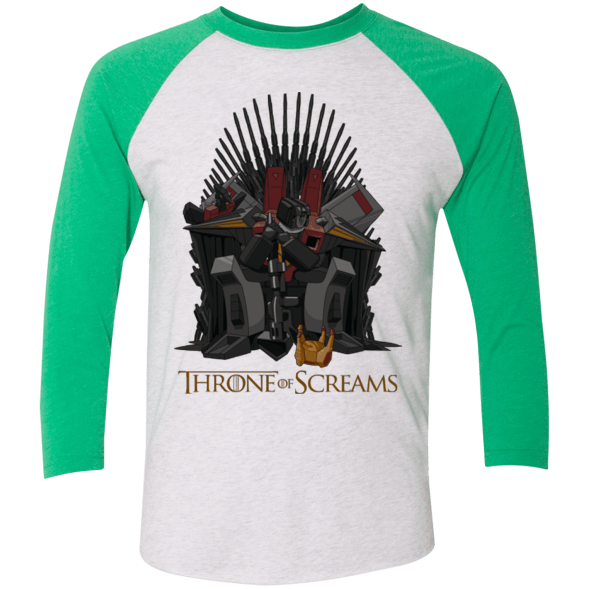 T-Shirts Heather White/Envy / X-Small Throne Of Screams Men's Triblend 3/4 Sleeve