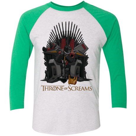 T-Shirts Heather White/Envy / X-Small Throne Of Screams Men's Triblend 3/4 Sleeve