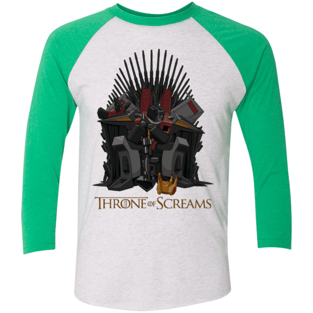 T-Shirts Heather White/Envy / X-Small Throne Of Screams Men's Triblend 3/4 Sleeve