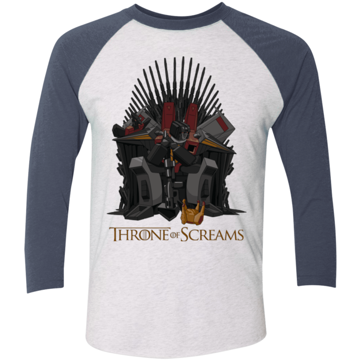 T-Shirts Heather White/Indigo / X-Small Throne Of Screams Men's Triblend 3/4 Sleeve