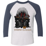 T-Shirts Heather White/Indigo / X-Small Throne Of Screams Men's Triblend 3/4 Sleeve