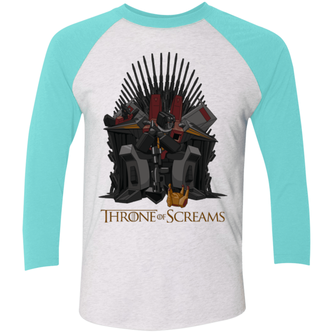 T-Shirts Heather White/Tahiti Blue / X-Small Throne Of Screams Men's Triblend 3/4 Sleeve