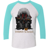 T-Shirts Heather White/Tahiti Blue / X-Small Throne Of Screams Men's Triblend 3/4 Sleeve