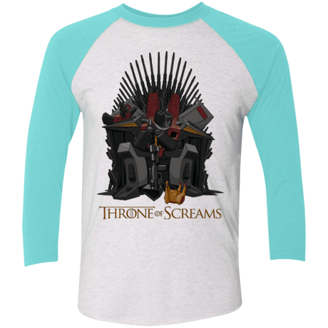 T-Shirts Heather White/Tahiti Blue / X-Small Throne Of Screams Men's Triblend 3/4 Sleeve