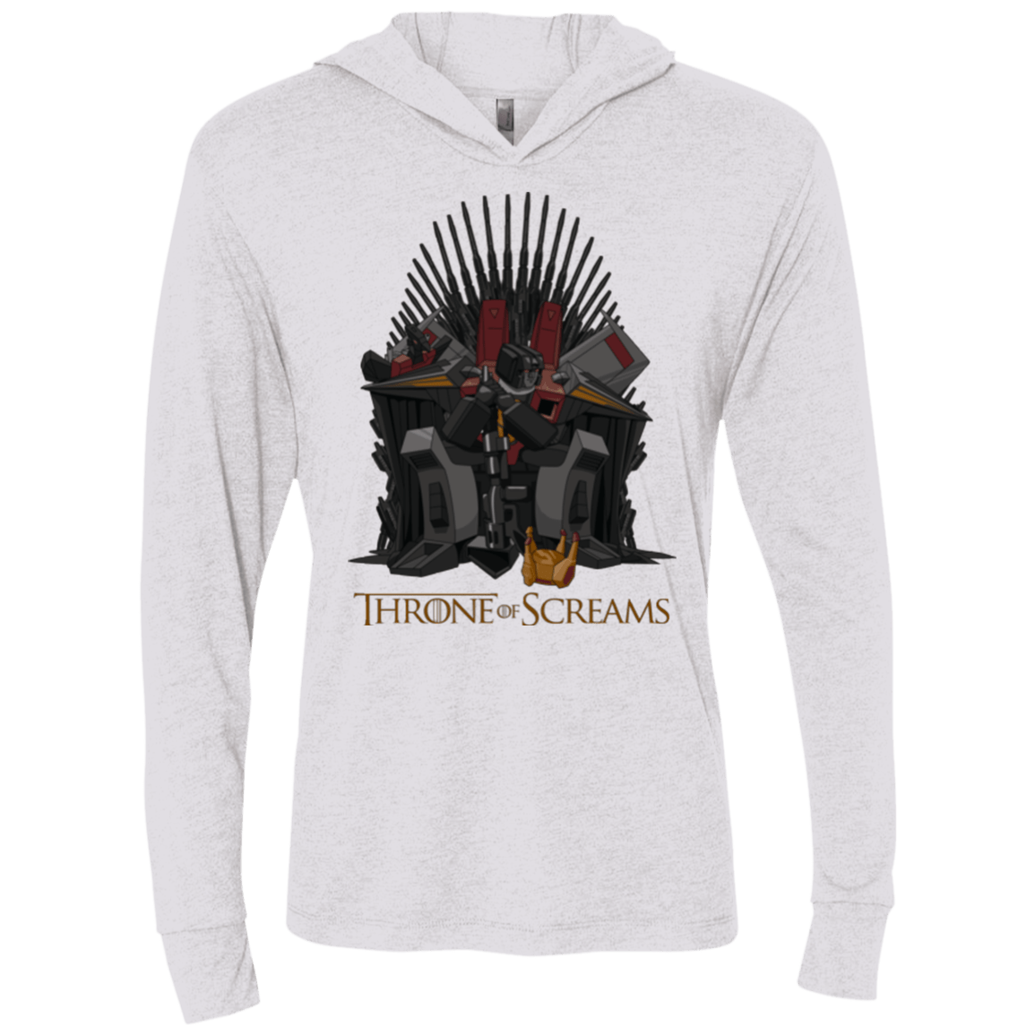 T-Shirts Heather White / X-Small Throne Of Screams Triblend Long Sleeve Hoodie Tee