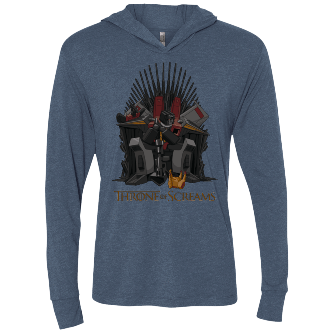 T-Shirts Indigo / X-Small Throne Of Screams Triblend Long Sleeve Hoodie Tee