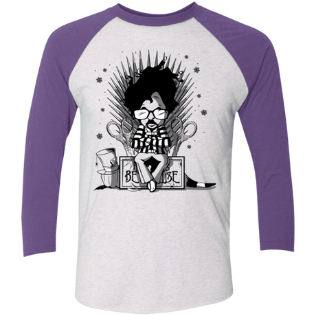 T-Shirts Heather White/Purple Rush / X-Small Throne Restless Imagination Men's Triblend 3/4 Sleeve