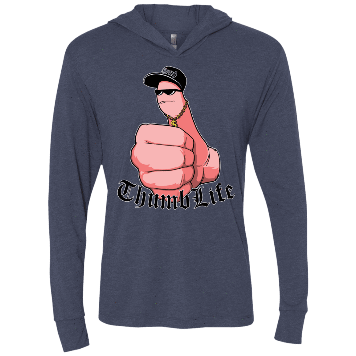 T-Shirts Vintage Navy / X-Small Thumb Life Triblend Long Sleeve Hoodie Tee
