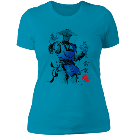 T-Shirts Turquoise / S Thunder God sumi-e Women's Premium T-Shirt