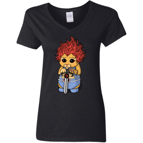 T-Shirts Black / S Thunder Kitty Women's V-Neck T-Shirt