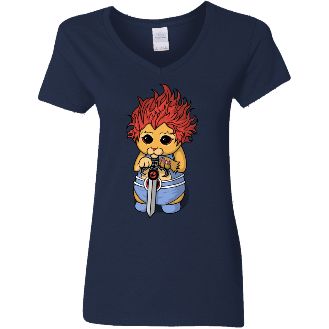 T-Shirts Navy / S Thunder Kitty Women's V-Neck T-Shirt