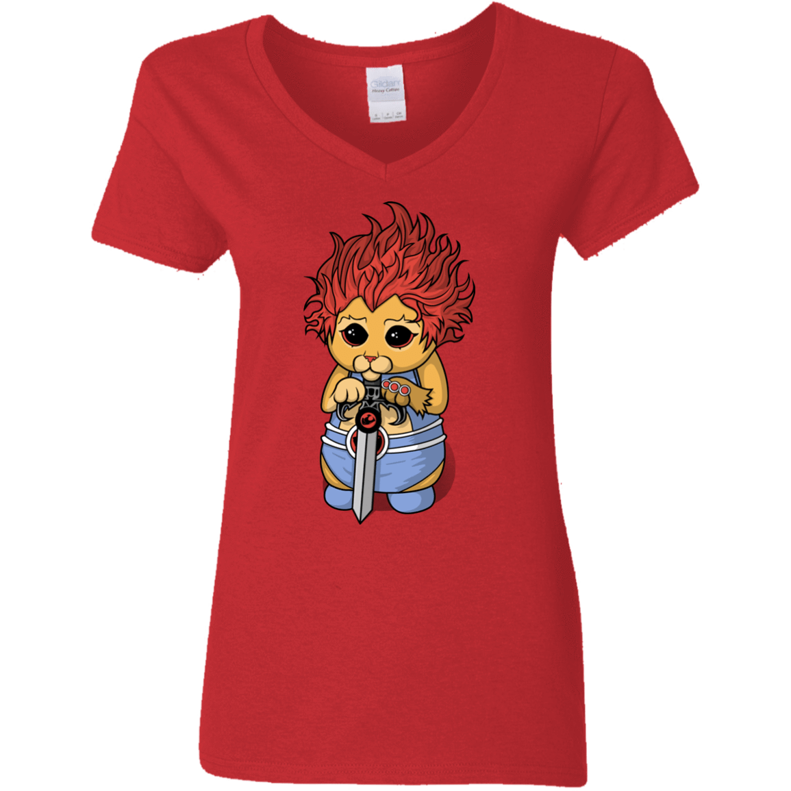 T-Shirts Red / S Thunder Kitty Women's V-Neck T-Shirt