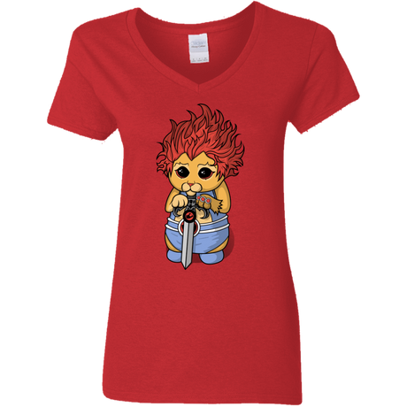 T-Shirts Red / S Thunder Kitty Women's V-Neck T-Shirt