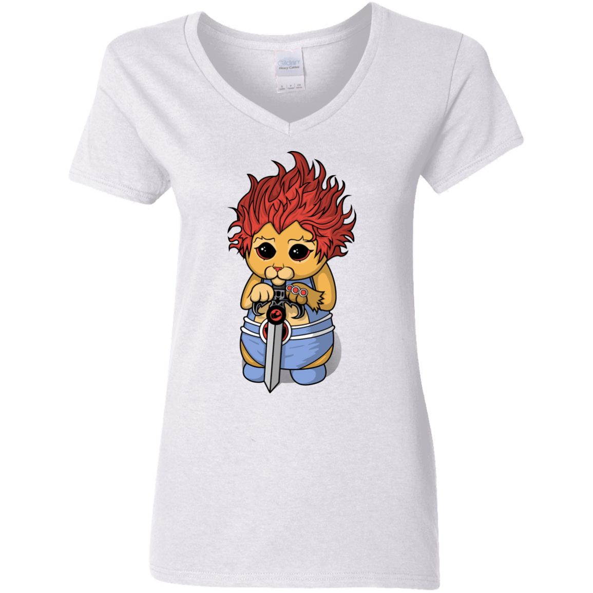 T-Shirts White / S Thunder Kitty Women's V-Neck T-Shirt