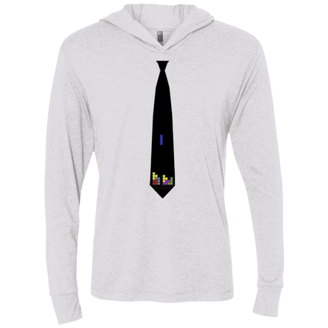 T-Shirts Heather White / X-Small Tie tris Triblend Long Sleeve Hoodie Tee