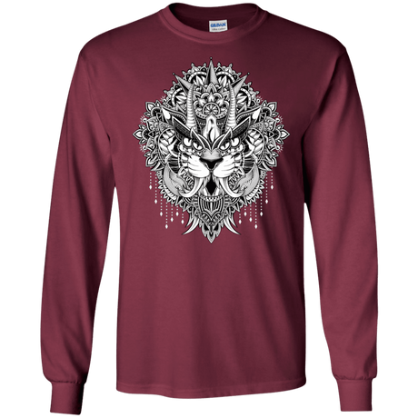 T-Shirts Maroon / S Tiger Mandala Men's Long Sleeve T-Shirt