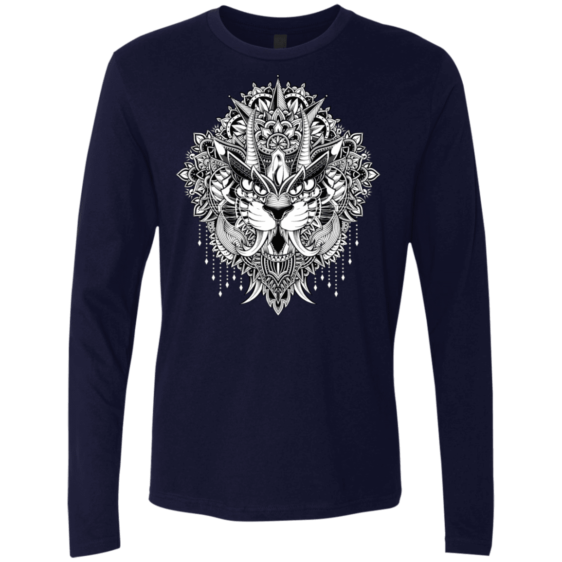 T-Shirts Midnight Navy / S Tiger Mandala Men's Premium Long Sleeve