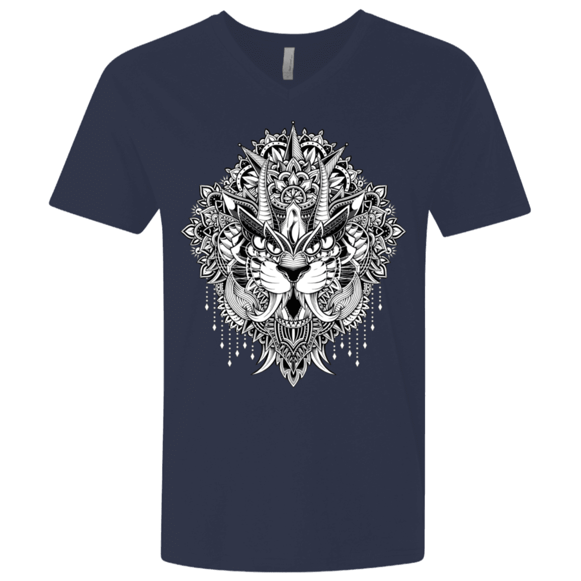 T-Shirts Midnight Navy / X-Small Tiger Mandala Men's Premium V-Neck