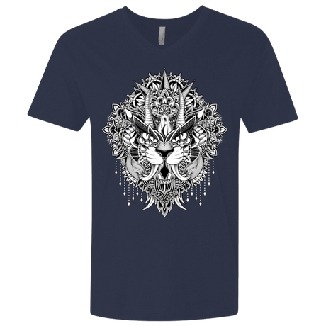 T-Shirts Midnight Navy / X-Small Tiger Mandala Men's Premium V-Neck