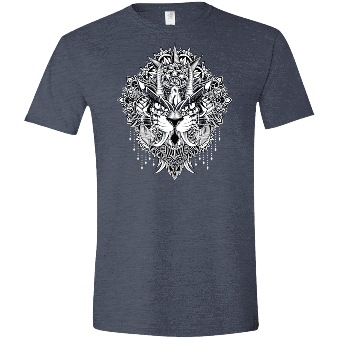 T-Shirts Heather Navy / S Tiger Mandala Men's Semi-Fitted Softstyle