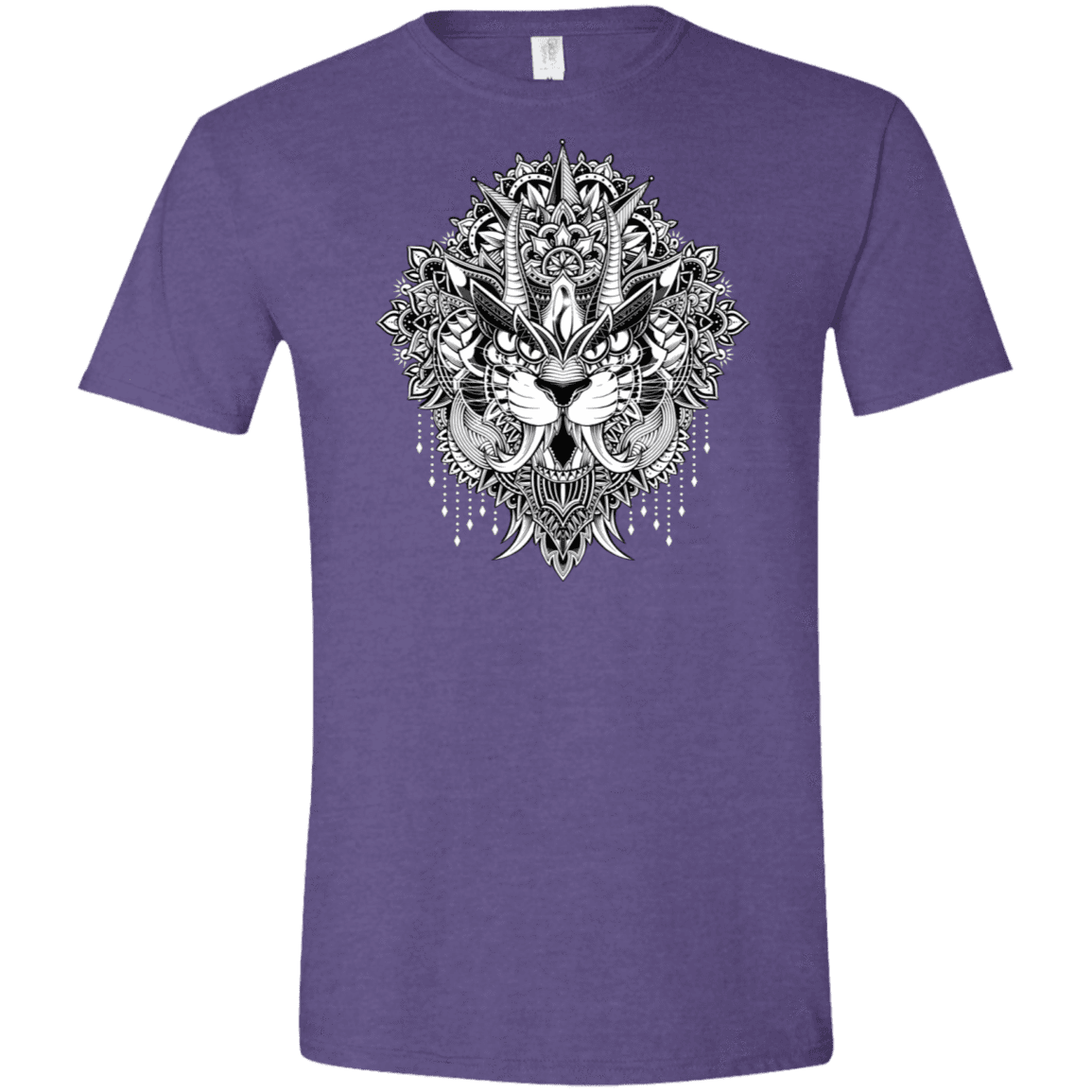 T-Shirts Heather Purple / S Tiger Mandala Men's Semi-Fitted Softstyle