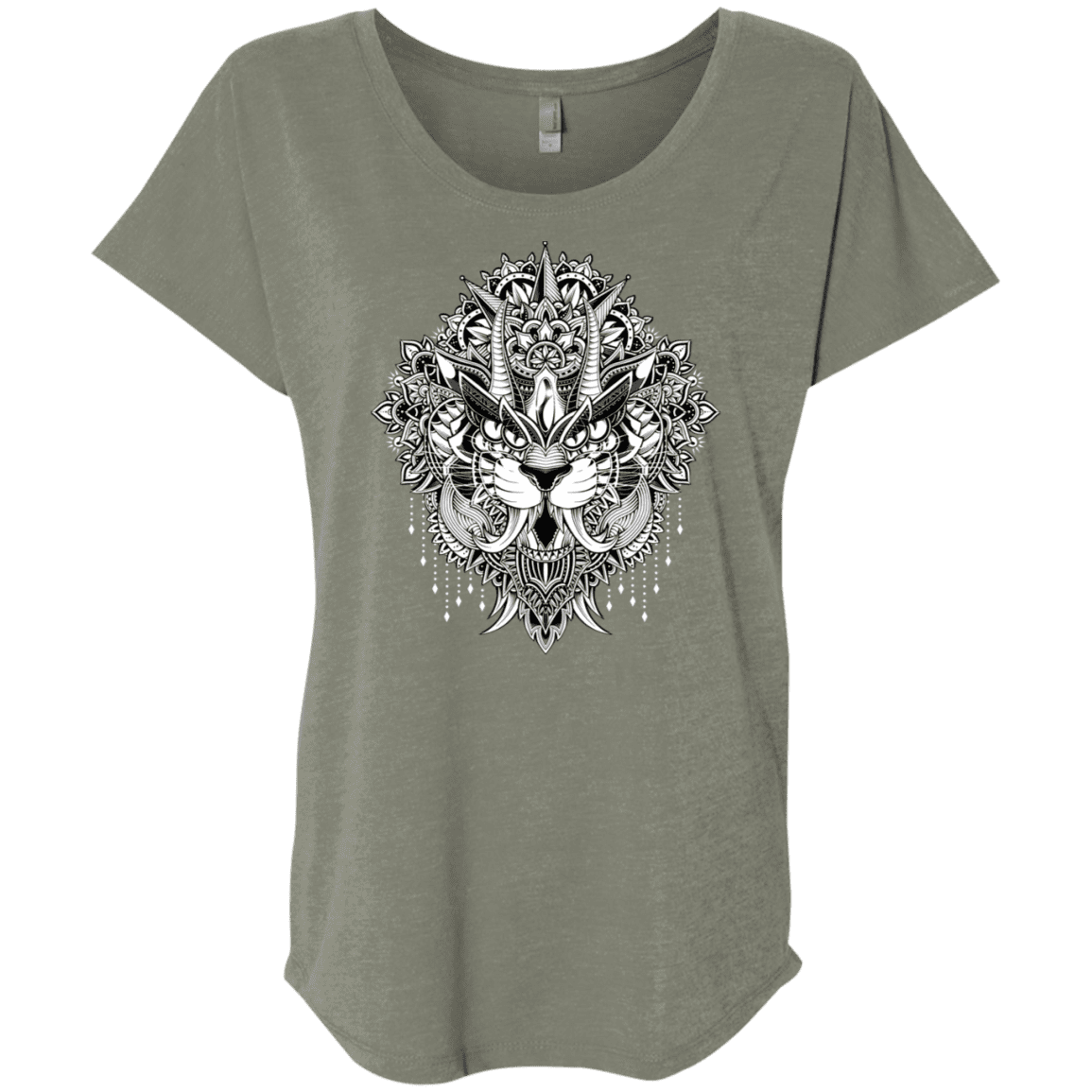 T-Shirts Venetian Grey / X-Small Tiger Mandala Triblend Dolman Sleeve