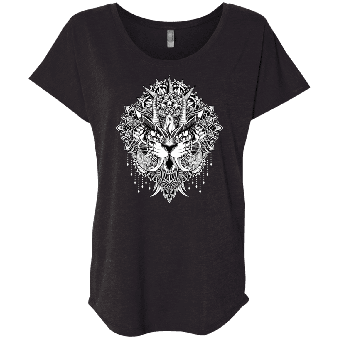 T-Shirts Vintage Black / X-Small Tiger Mandala Triblend Dolman Sleeve