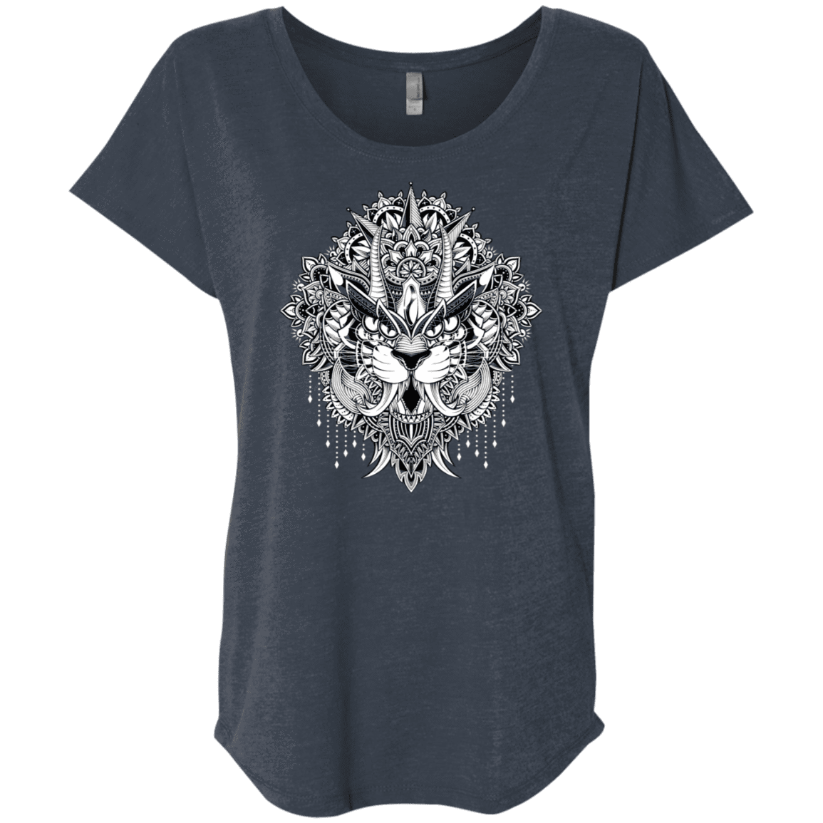 T-Shirts Vintage Navy / X-Small Tiger Mandala Triblend Dolman Sleeve