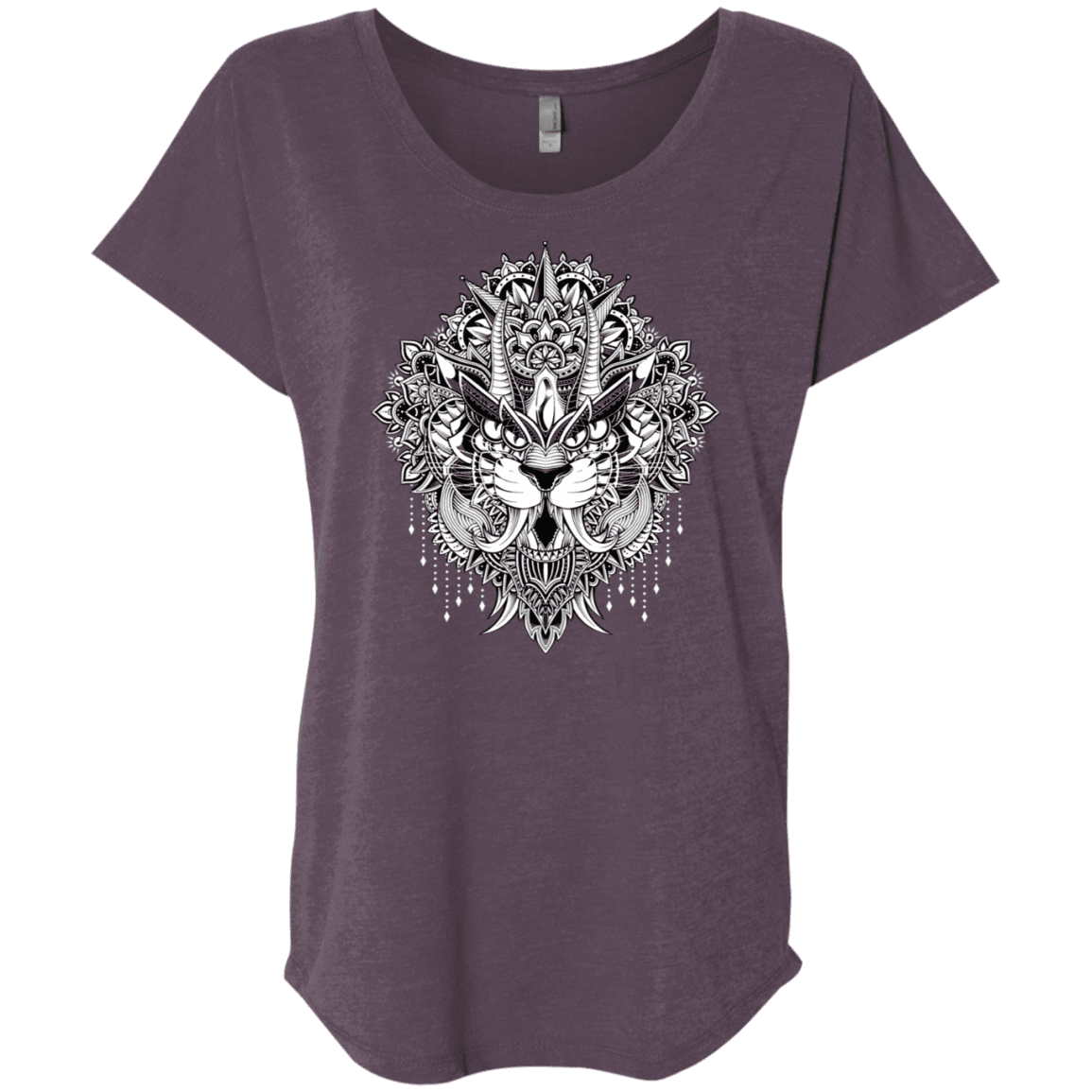 T-Shirts Vintage Purple / X-Small Tiger Mandala Triblend Dolman Sleeve
