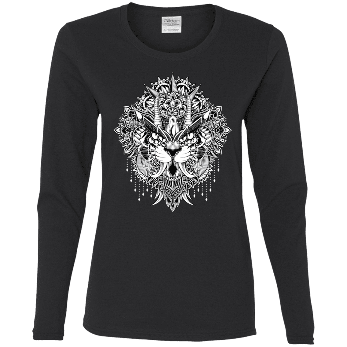 T-Shirts Black / S Tiger Mandala Women's Long Sleeve T-Shirt