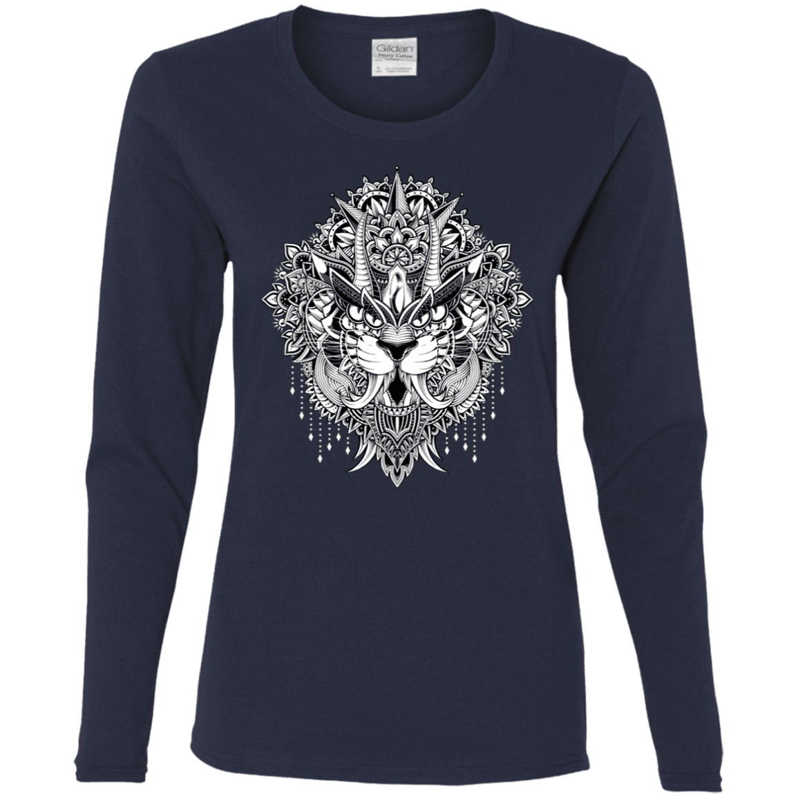 T-Shirts Navy / S Tiger Mandala Women's Long Sleeve T-Shirt