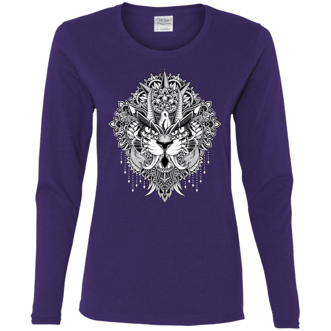 T-Shirts Purple / S Tiger Mandala Women's Long Sleeve T-Shirt