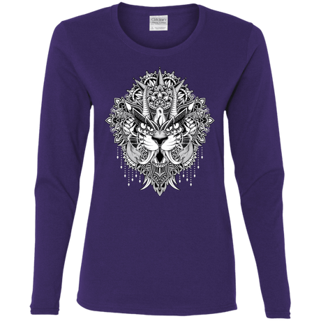 T-Shirts Purple / S Tiger Mandala Women's Long Sleeve T-Shirt