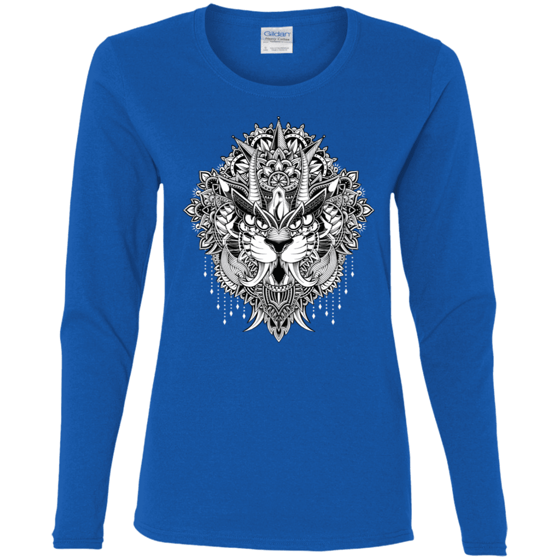 T-Shirts Royal / S Tiger Mandala Women's Long Sleeve T-Shirt