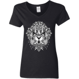 T-Shirts Black / S Tiger Mandala Women's V-Neck T-Shirt