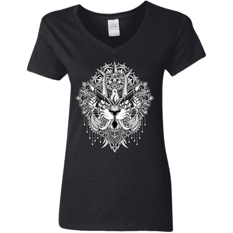 T-Shirts Black / S Tiger Mandala Women's V-Neck T-Shirt