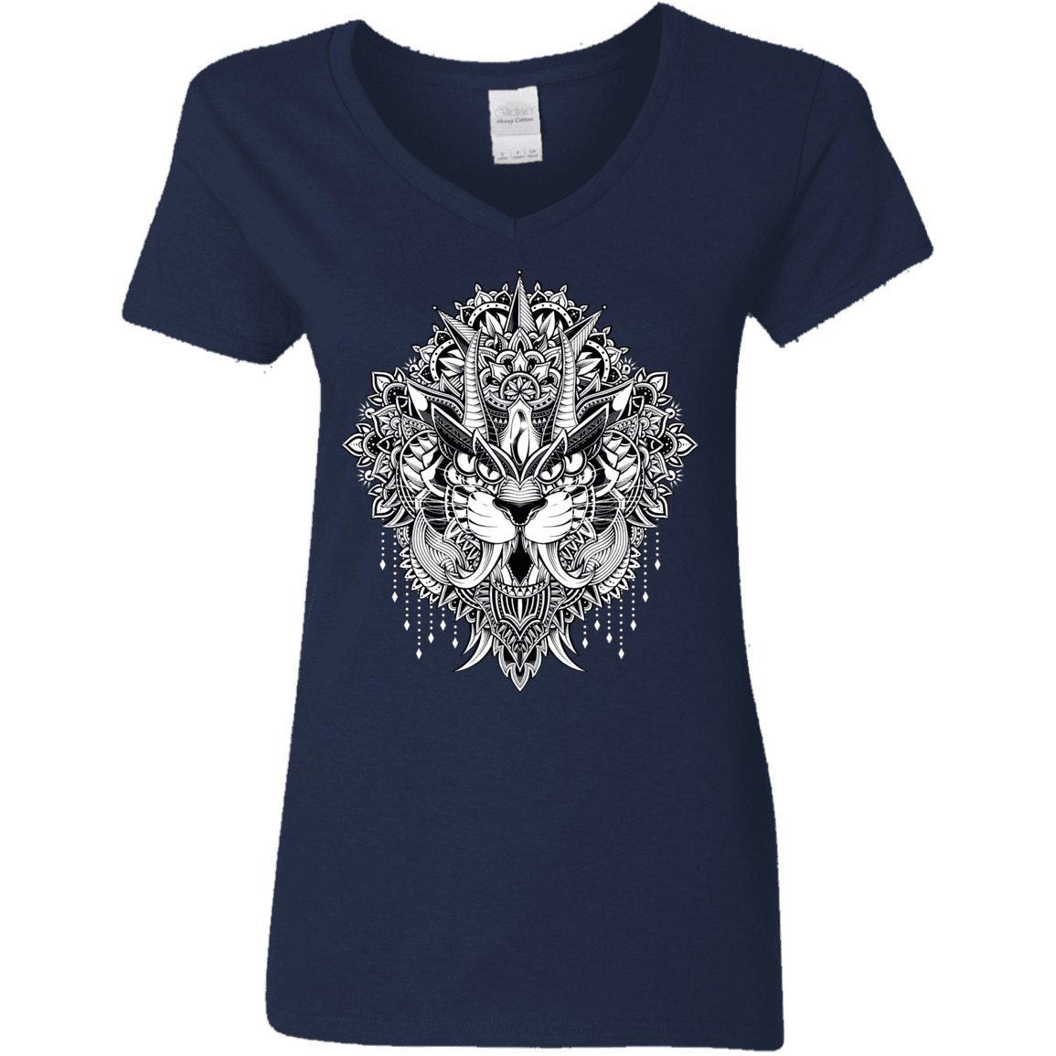 T-Shirts Navy / S Tiger Mandala Women's V-Neck T-Shirt