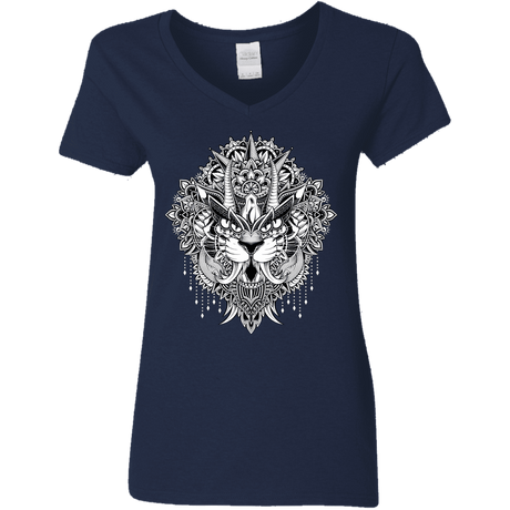 T-Shirts Navy / S Tiger Mandala Women's V-Neck T-Shirt