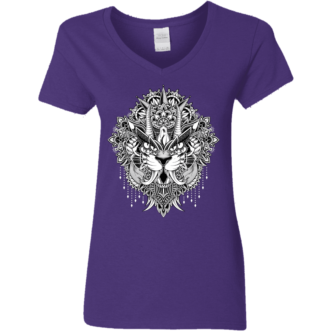 T-Shirts Purple / S Tiger Mandala Women's V-Neck T-Shirt