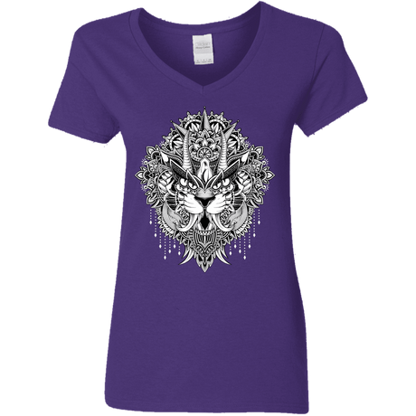 T-Shirts Purple / S Tiger Mandala Women's V-Neck T-Shirt