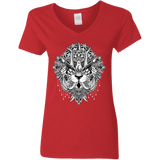 T-Shirts Red / S Tiger Mandala Women's V-Neck T-Shirt