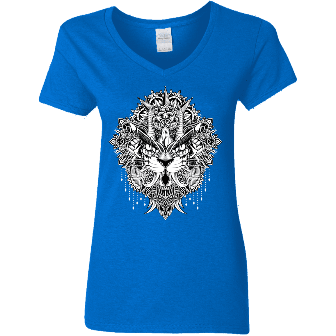 T-Shirts Royal / S Tiger Mandala Women's V-Neck T-Shirt