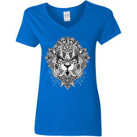 T-Shirts Royal / S Tiger Mandala Women's V-Neck T-Shirt