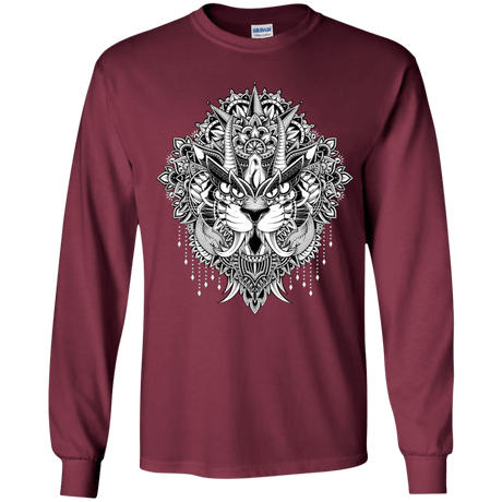T-Shirts Maroon / YS Tiger Mandala Youth Long Sleeve T-Shirt