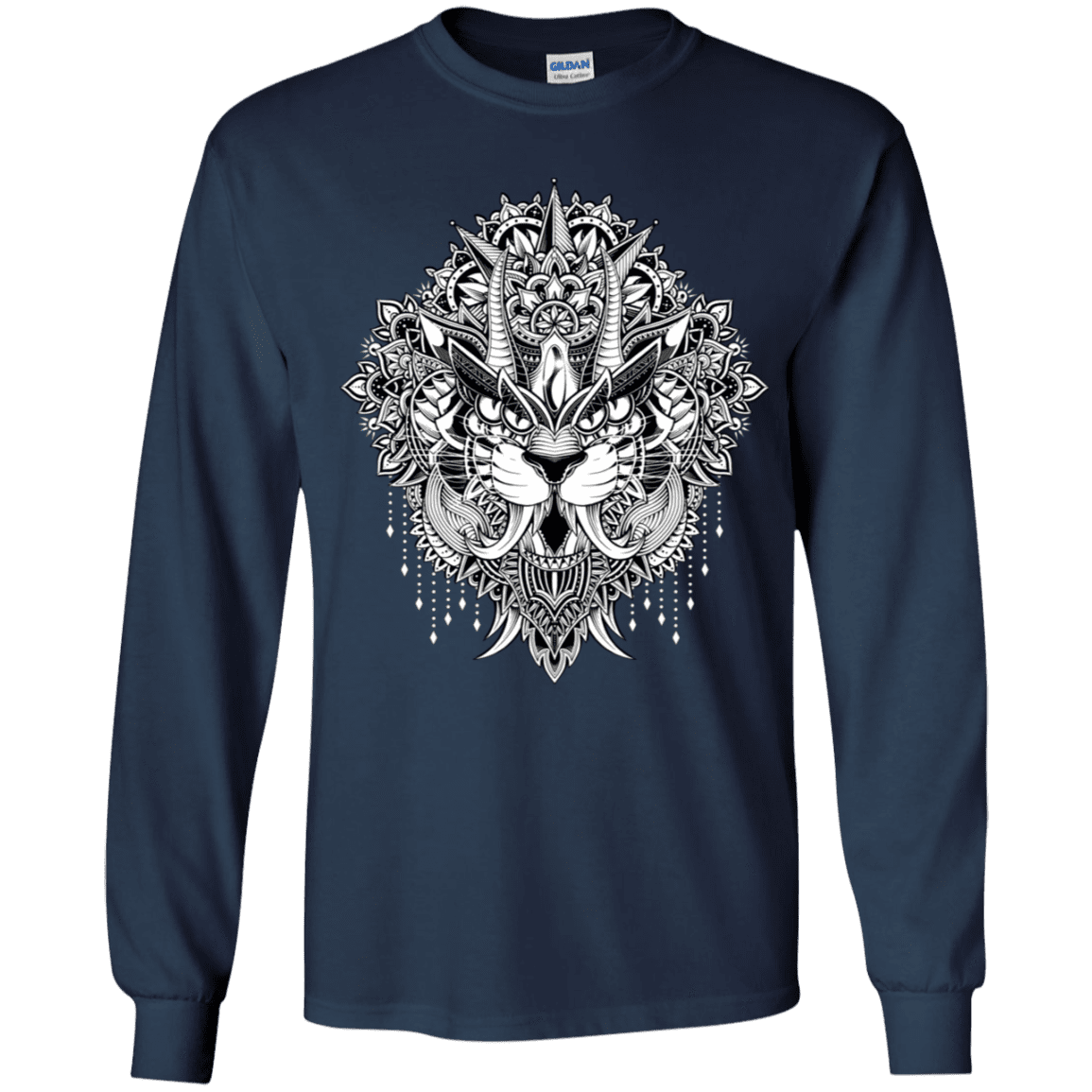 T-Shirts Navy / YS Tiger Mandala Youth Long Sleeve T-Shirt