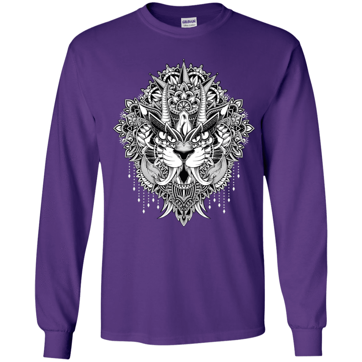 T-Shirts Purple / YS Tiger Mandala Youth Long Sleeve T-Shirt