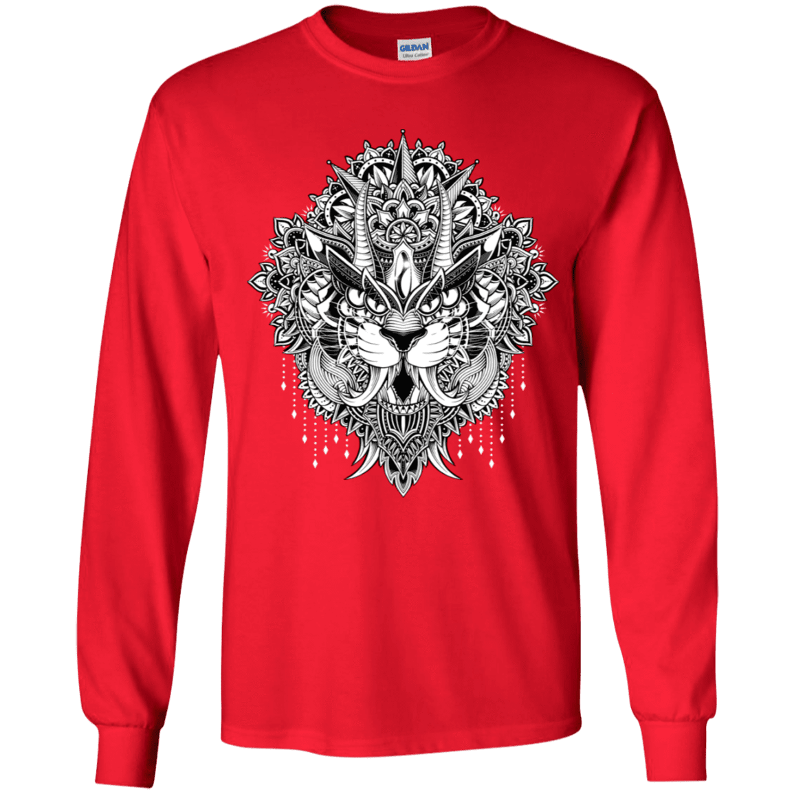 T-Shirts Red / YS Tiger Mandala Youth Long Sleeve T-Shirt
